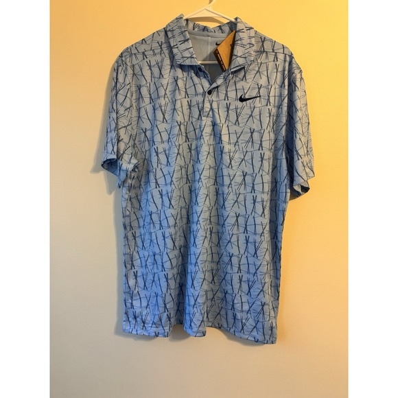 Nike Men's Dri-FIT Victory+ Pine Needle Print Golf Polo Psychic Blue NEW - Picture 1 of 3
